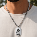 Dije rectangular de acero con cadenita personalizado con foto