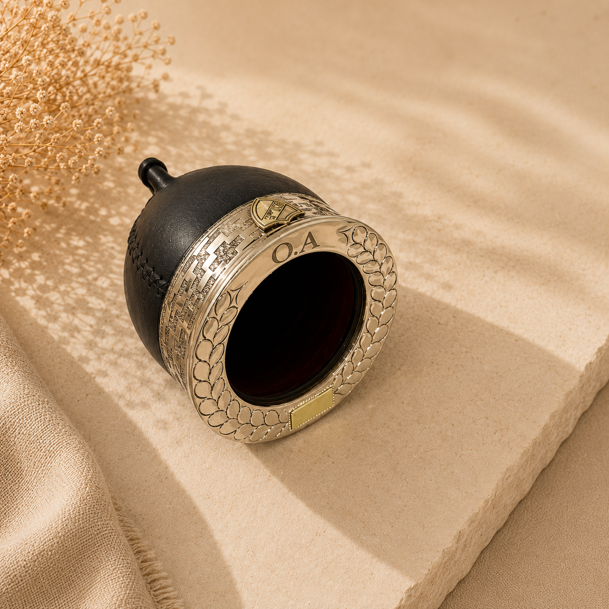 Mate Imperial de alpaca con grabado láser y apliques de bronce - Imagen 2
