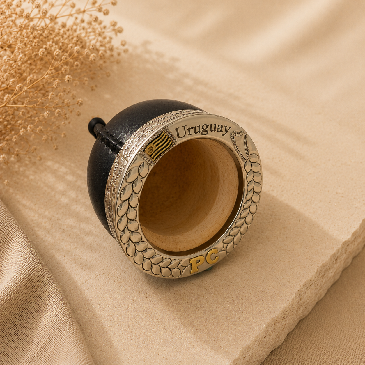 Mate Imperial de alpaca con grabado láser y apliques de bronce - Imagen 3