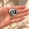 Dije corazón de acero con cadenita personalizado con foto