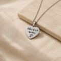 Dije corazón de acero con cadenita personalizado con texto o diseño