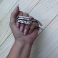 Pulsera rectangular de acero plateada personalizada con frase o diseño