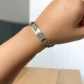 Pulsera rectangular de acero plateada personalizada con foto de mirada